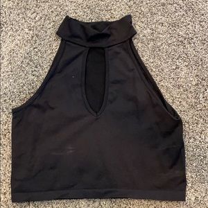 Black Halter Top Crop Top